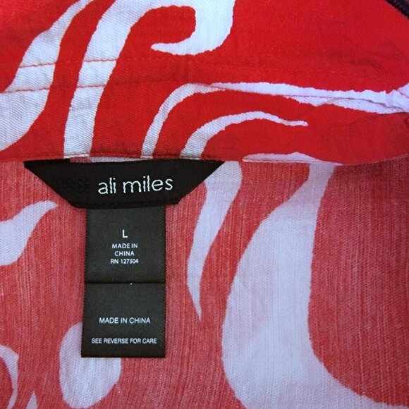 Ali Miles Red and White Swirls with Black Edging with Wired Collar Jacket Top - Picture 4 of 4